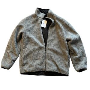 Theory Jacket Mens Large Classon Fleece Full Zip Jacket  $425 Deep Pile Gray NWT